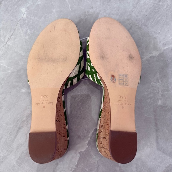NWOT Women’s Kate Spade Myrah Palm Frond Cork Heel Wedge Open Toe Sandals 5.5 - Picture 8 of 13